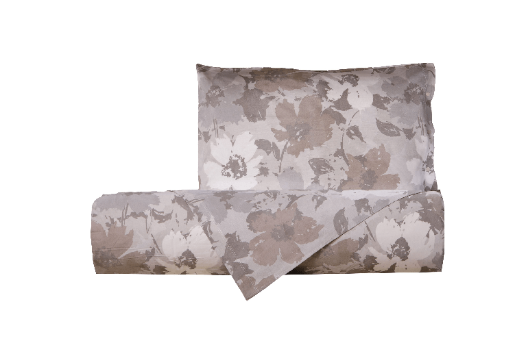 Set copripiumino federe letto parure copripiumino stampa fantasia 100% cotone Made in Italy FIORI ACQUERELLO TORTORA PIAZZA E MEZZA