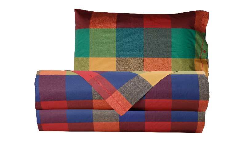 Completo letto lenzuola federe letto stampa fantasia 100% Cotone Made in Italy SCACCHI MULTICOLOR MATRIMONIALE Completo letto lenzuola federe letto st