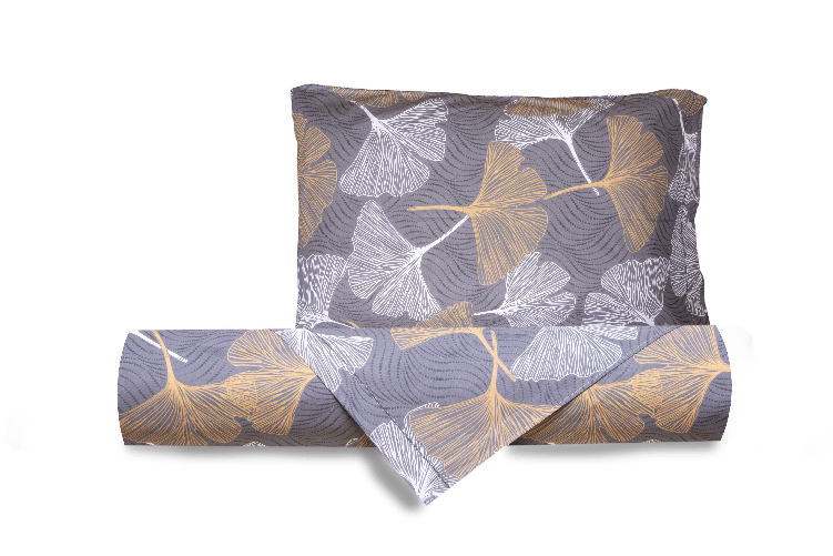 Set copripiumino federe letto parure copripiumino stampa fantasia 100% cotone Made in Italy GINKGO ORO MATRIMONIALE Dimensione SINGOLO
