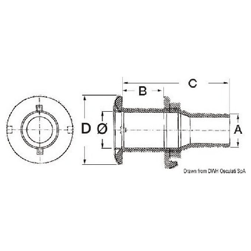 Scarico a mare inox 1 1-4'' x 39 mm 17.523.14