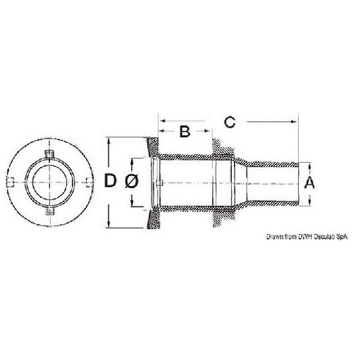 Scarico a mare inox 1'' x 31 mm 17.524.03