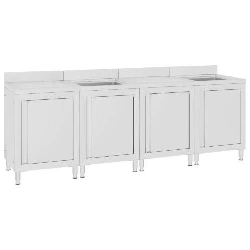 vidaXL Mobiletto da Cucina con Lavandino in Acciaio Inox 240x60x96 cm