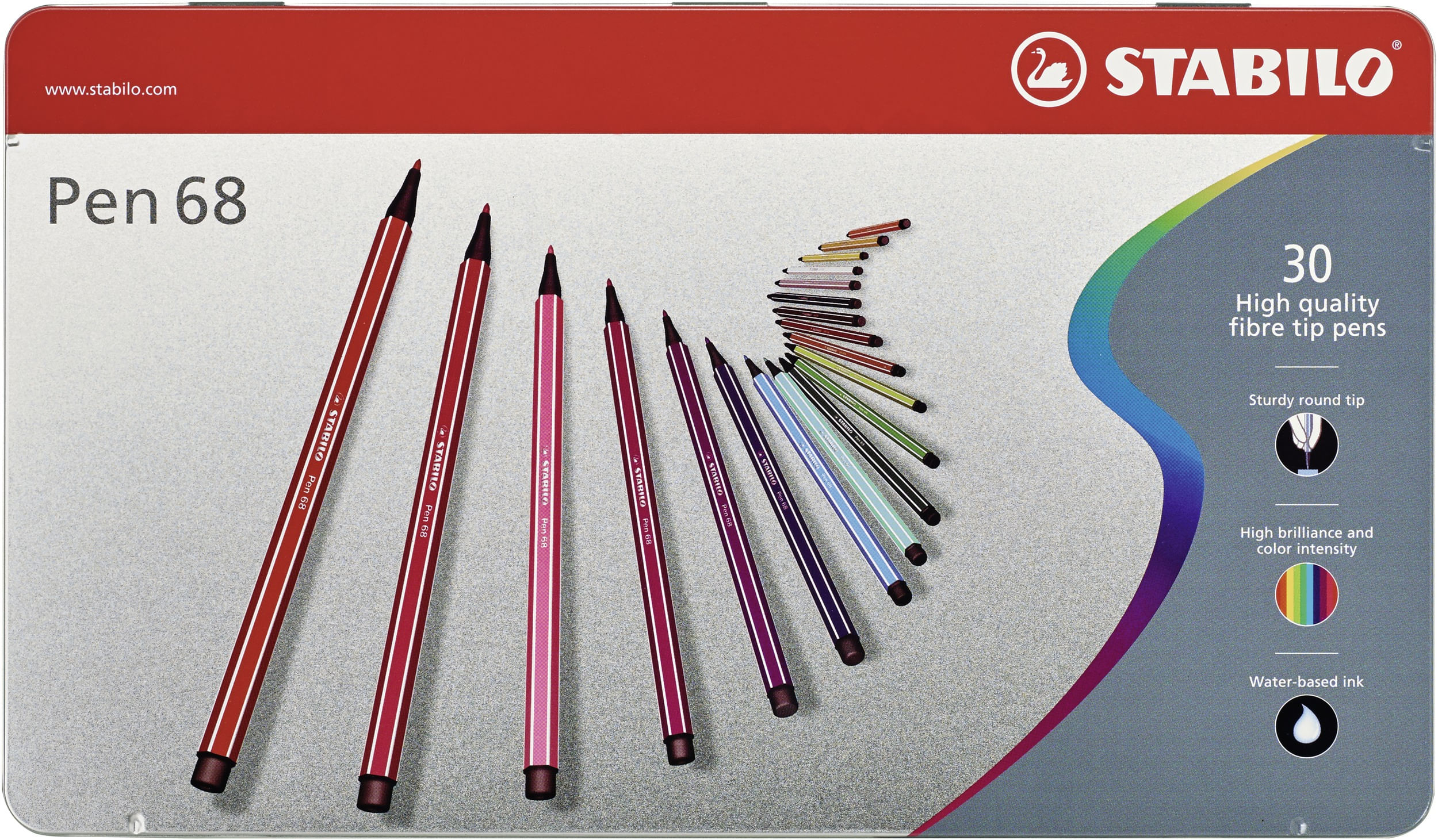 Stabilo Pennarello Premium - STABILO Pen 68 - Scatola in Metallo da 30 - Colori assortiti