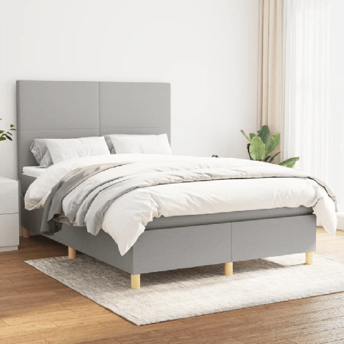 VidaXL Giroletto a Molle con Materasso Grigio Chiaro 140x200cm Tessuto