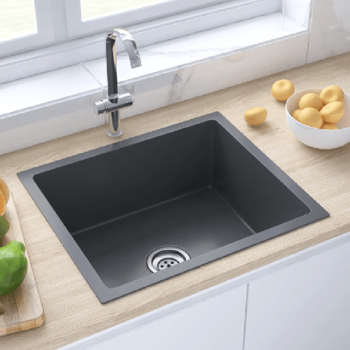 Lavello da Cucina Artigianale Nero in Acciaio Inox