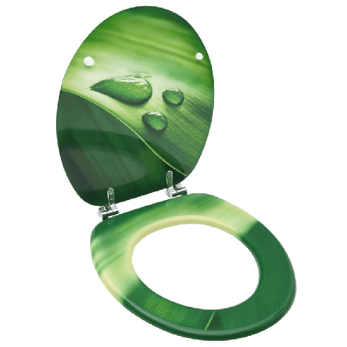 vidaXL Tavoletta WC con Coperchio MDF Verde Design Goccia d'Acqua