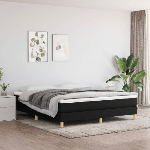 Giroletto a Molle con Materasso Nero 160x200 cm in Tessuto