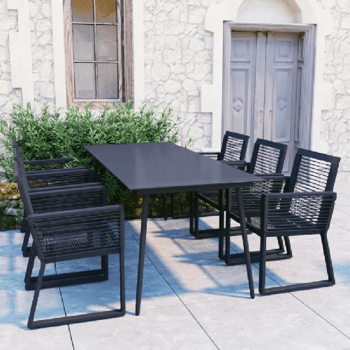 vidaXL Set da Pranzo da Giardino 7 pz in Rattan PVC Nero