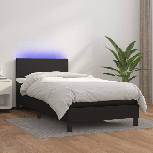VidaXL Giroletto a Molle con Materasso e LED Nero 80x200 cm Similpelle