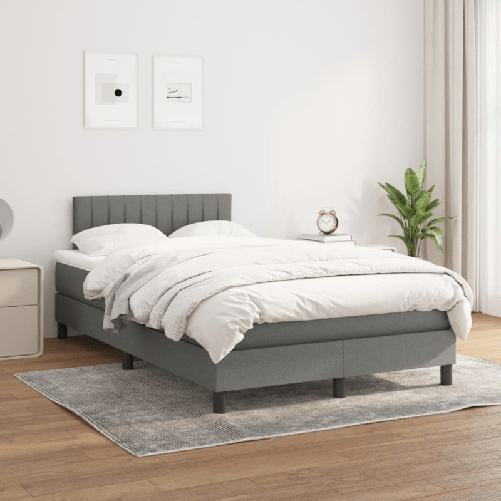 VidaXL Giroletto a Molle con Materasso Grigio Scuro 120x200 cm Tessuto