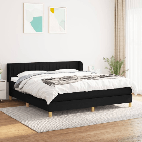 VidaXL Giroletto a Molle con Materasso Nero 160x200 cm in Tessuto