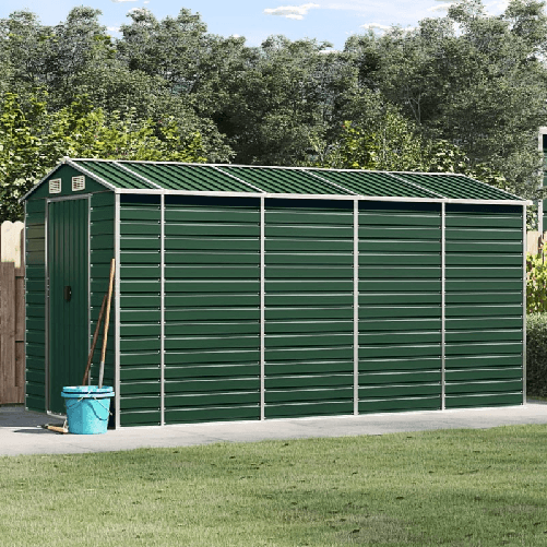 vidaXL Capanno da Giardino Verde 191x385x198 cm in Acciaio Zincato