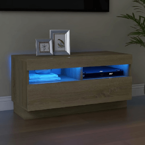 vidaXL Mobile Porta TV con Luci LED Rovere Sonoma 80x35x40 cm