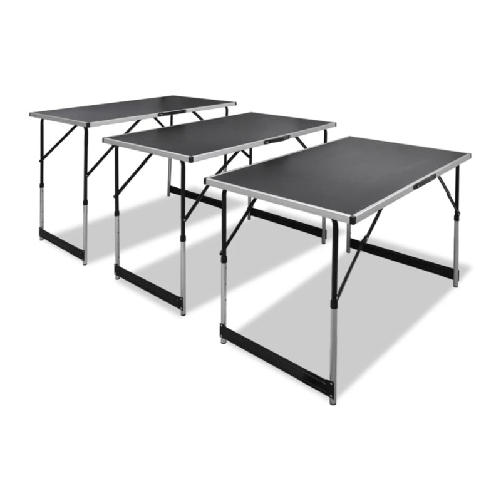 vidaXL Tavolo da Lavoro Set 3 pz Pieghevole Altezza Regolabile
