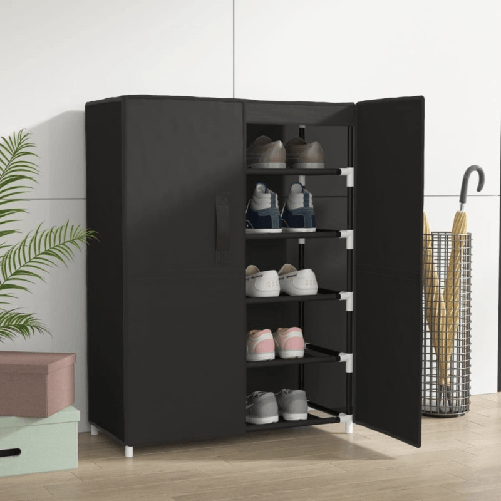Scarpiera Nera 60x28x90 cm Tessuto