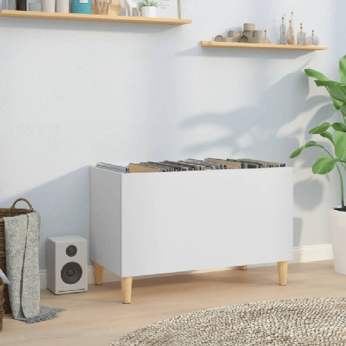 Mobile Porta Dischi Bianco 74,5x38x48 cm in Legno Multistrato