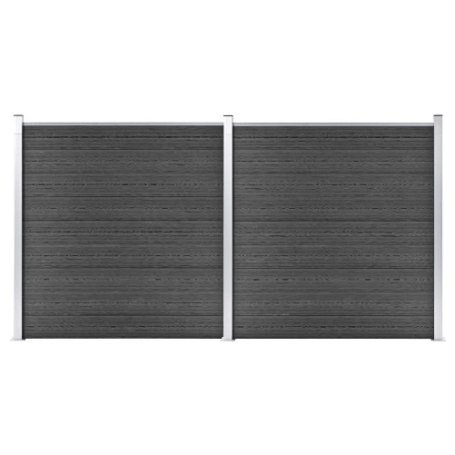 Set Pannelli di Recinzione in WPC 353x186 cm Nero