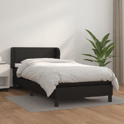 VidaXL Giroletto a Molle con Materasso Nero 100x200 cm in Similpelle