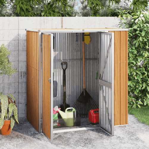 VidaXL Capanno per Attrezzi Marrone 161x89x161 cm in Acciaio Zincato