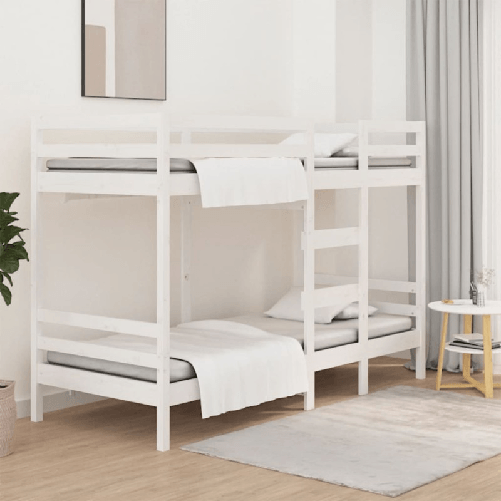 VidaXL Letto a Castello Bianco 90x200 cm in Legno Massello di Pino