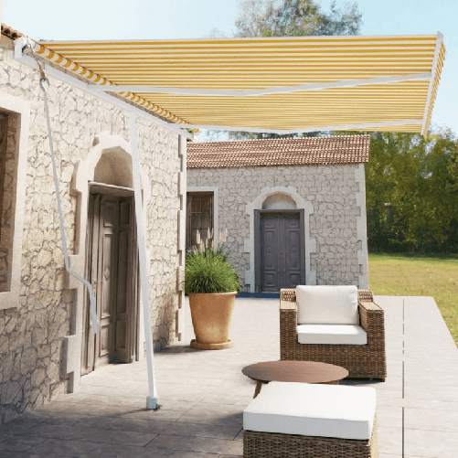 Tenda da Sole Automatica Autoportante 350x250 cm Gialla Bianca