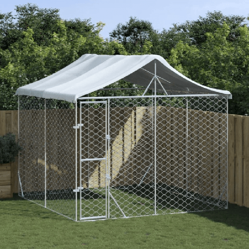 vidaXL Cuccia Cani da Esterno Tetto Argento 3x3x2,5 m Acciaio Zincato