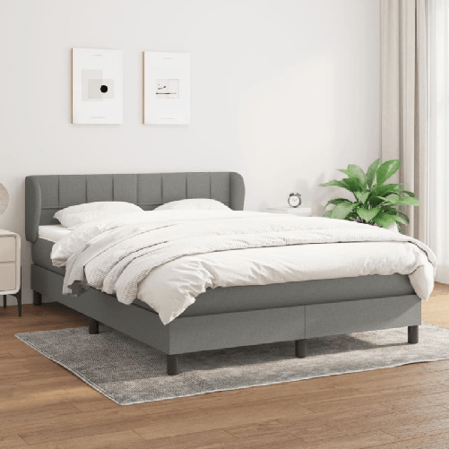 VidaXL Giroletto a Molle con Materasso Grigio Scuro 140x200cm Tessuto