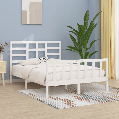 VidaXL Giroletto Bianco in Legno Massello di Pino 160x200 cm