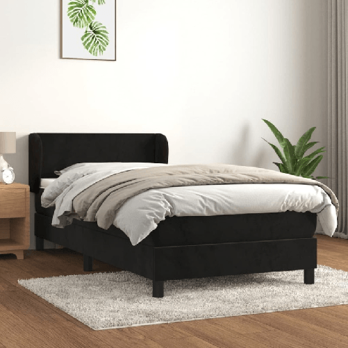 VidaXL Giroletto a Molle con Materasso Nero 80x200 cm in Velluto