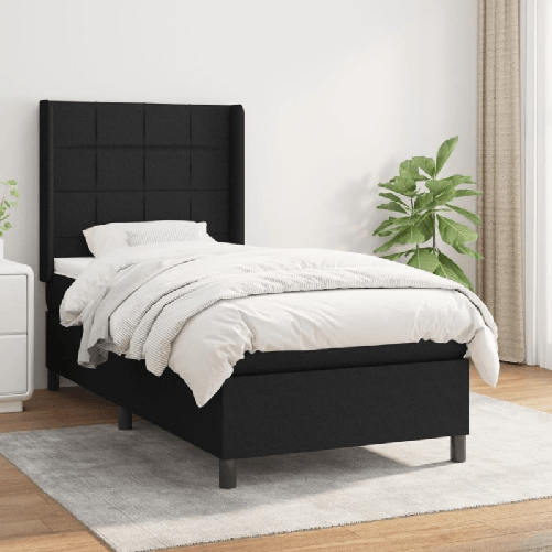 VidaXL Giroletto a Molle con Materasso Nero 80x200 cm inTessuto