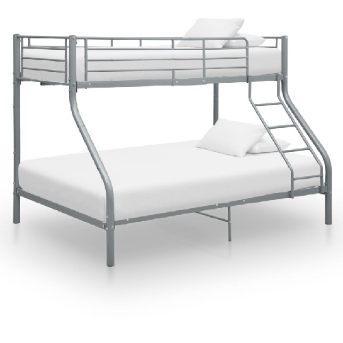VidaXL Letto a Castello Grigio in Metallo 140x200 cm/90x200 cm