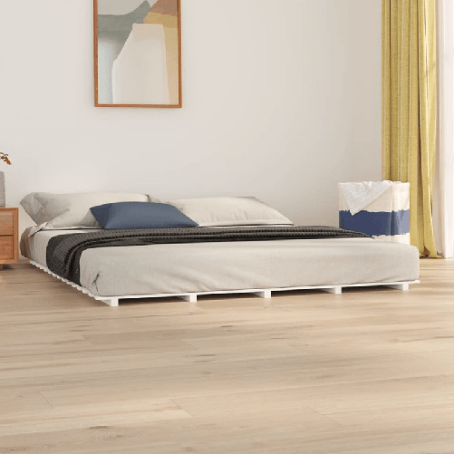 VidaXL Giroletto Bianco 160x200 cm in Legno Massello di Pino