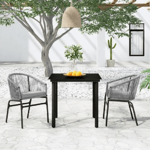 VidaXL Set Mobili da Pranzo per Giardino 3 pz Grigio