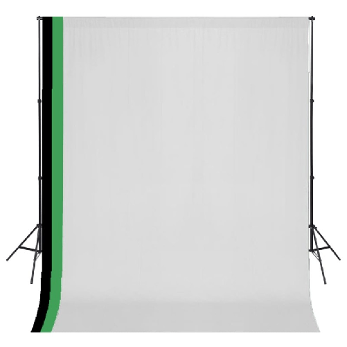 vidaXL Kit Studio Foto 3 Fondali in Cotone con Telaio Regolabile 3x3 m