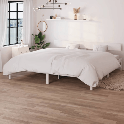 VidaXL Giroletto Bianco Legno Massello di Pino 180x200cm UK Super King
