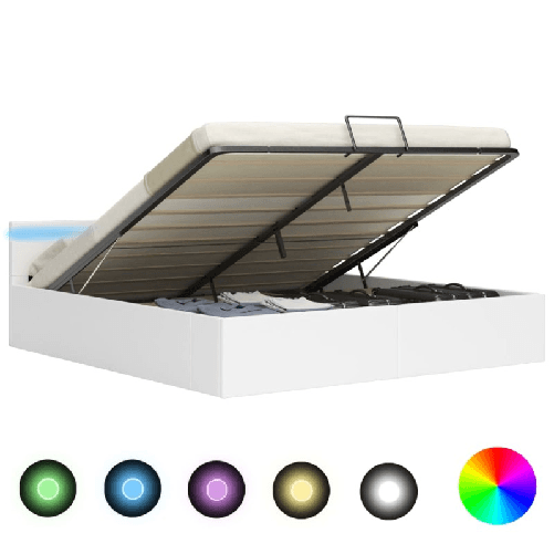 VidaXL Giroletto Contenitore Idraulico LED Bianco Similpelle 180x200cm