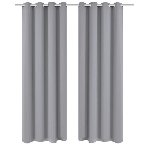 2 Pz Tende Oscuranti con Occhielli in Metallo 135x175 cm Grigie