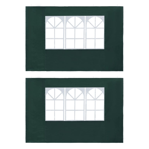 vidaXL Parete per Tendostruttura in PE 2pz con Finestra Verde