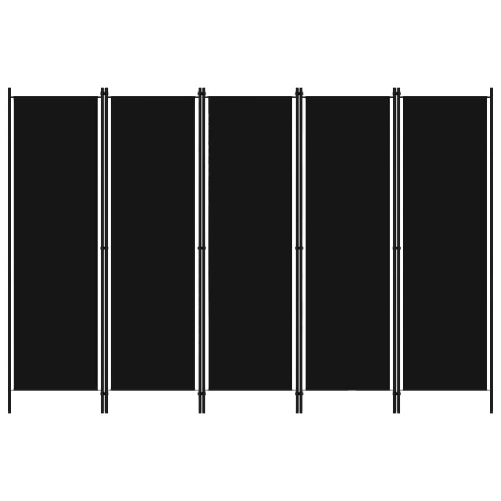 vidaXL Paravento a 5 Pannelli Nero 250x180 cm