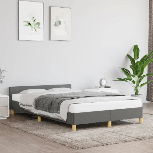 VidaXL Giroletto con Testiera Grigio Scuro 120x200 cm in Tessuto