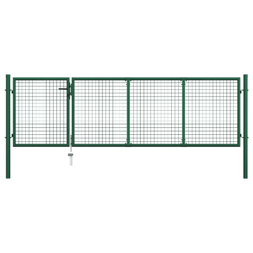 vidaXL Cancello di Recinzione in Acciaio 350x100 cm Verde
