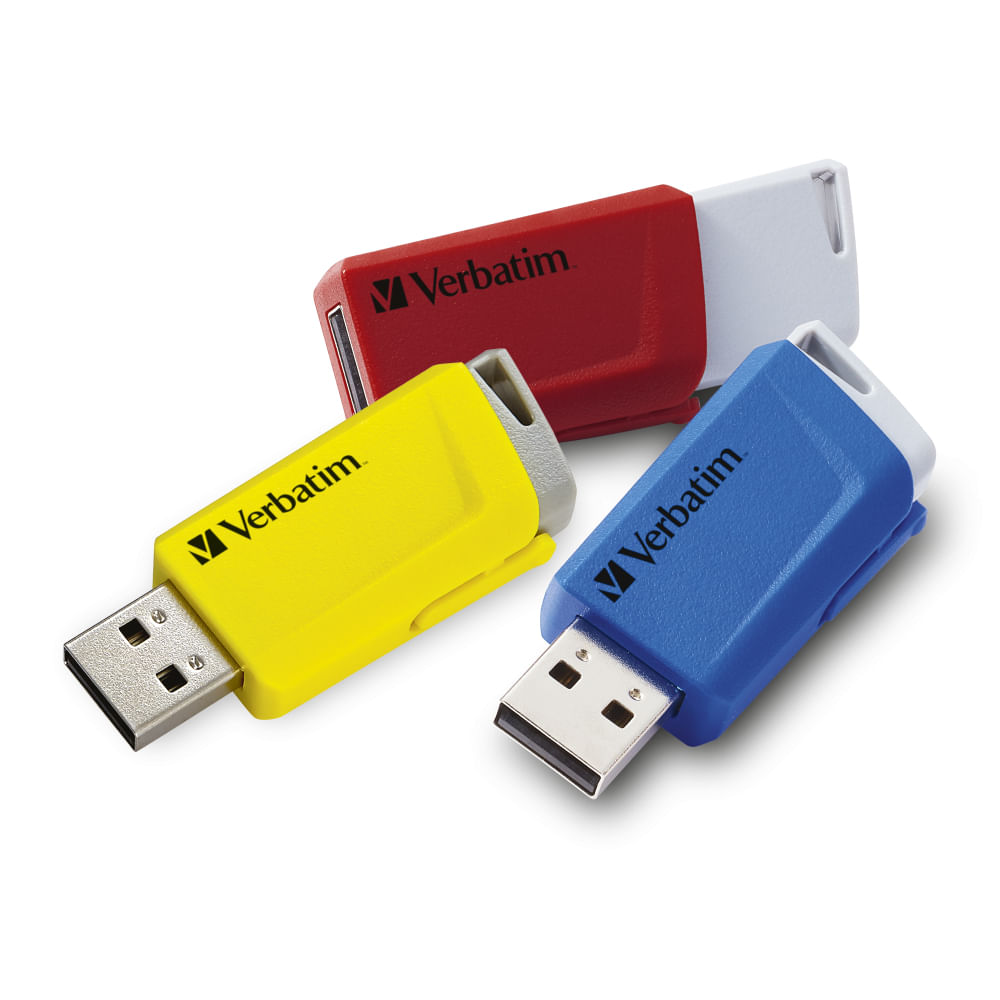Verbatim Store 'n' Click - Memoria USB 3.2 GEN1 - 3x16 GB - Rosso/Blu/Giallo (Verbatim USB Drive 3.0 Store 'N' Click 3X1 Verbatim Store 'n' Click - Me