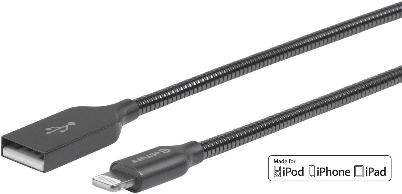 ESTUFF ES601065 cavo Lightning 0,5 m Grigio (Lightning Cable MFI 0,5m Steel - 8Pin Lightning - USB A Male - Gunmetal Gre eSTUFF ES601065 cavo Lightnin