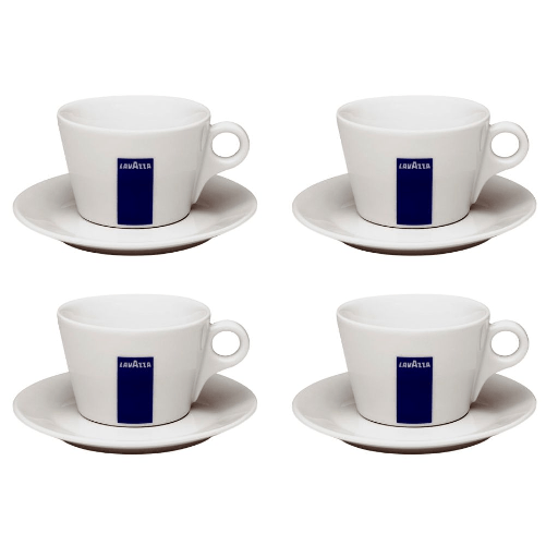 Lavazza set 4 tazze da cappuccino o latte macchiato con piattino