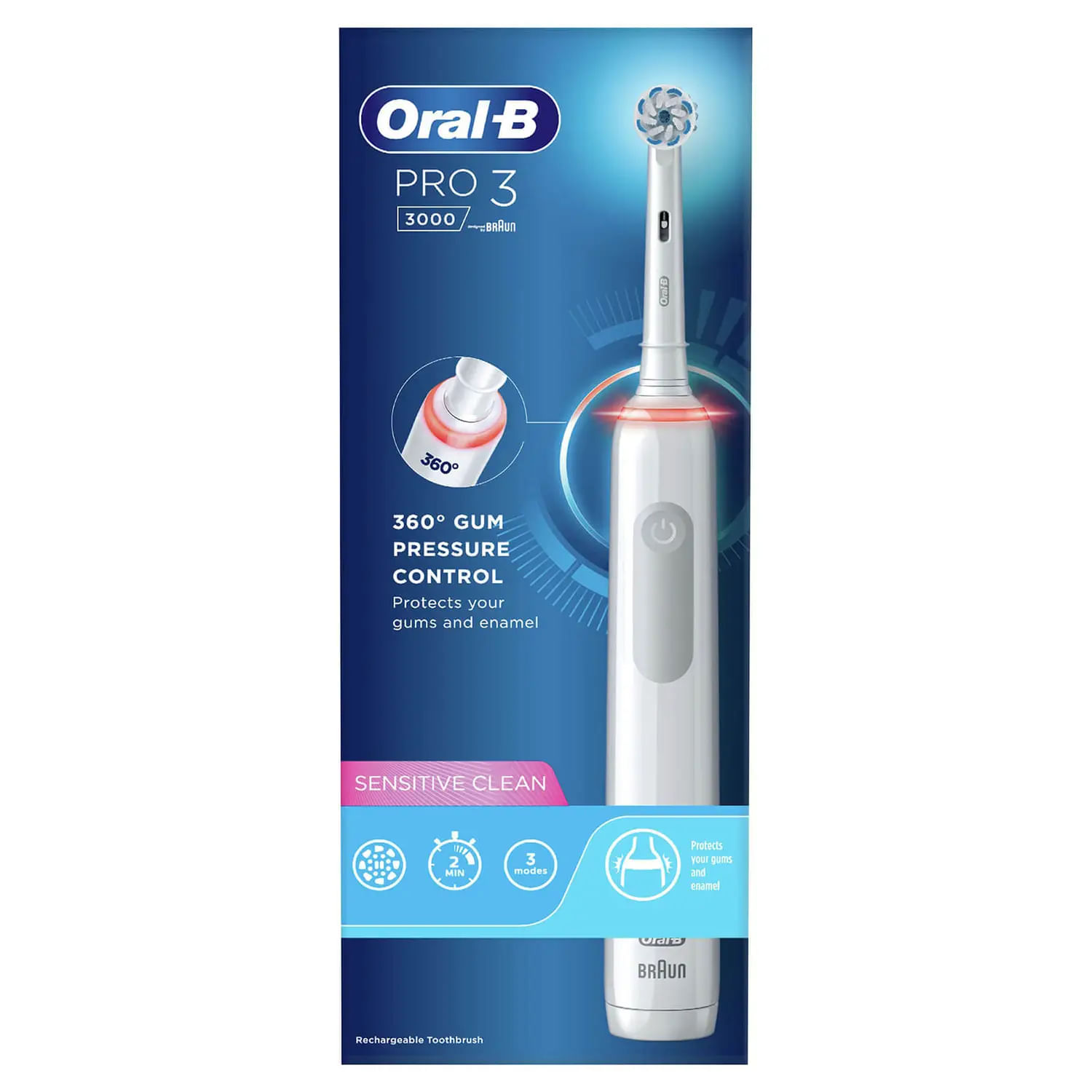 Braun Oral-B Pro Sensitive Clean Pro 3 Adulto Spazzolino rotante-oscillante Bianco