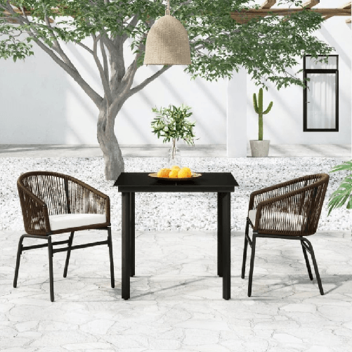 VidaXL Set Mobili da Pranzo per Giardino 3 pz Marrone