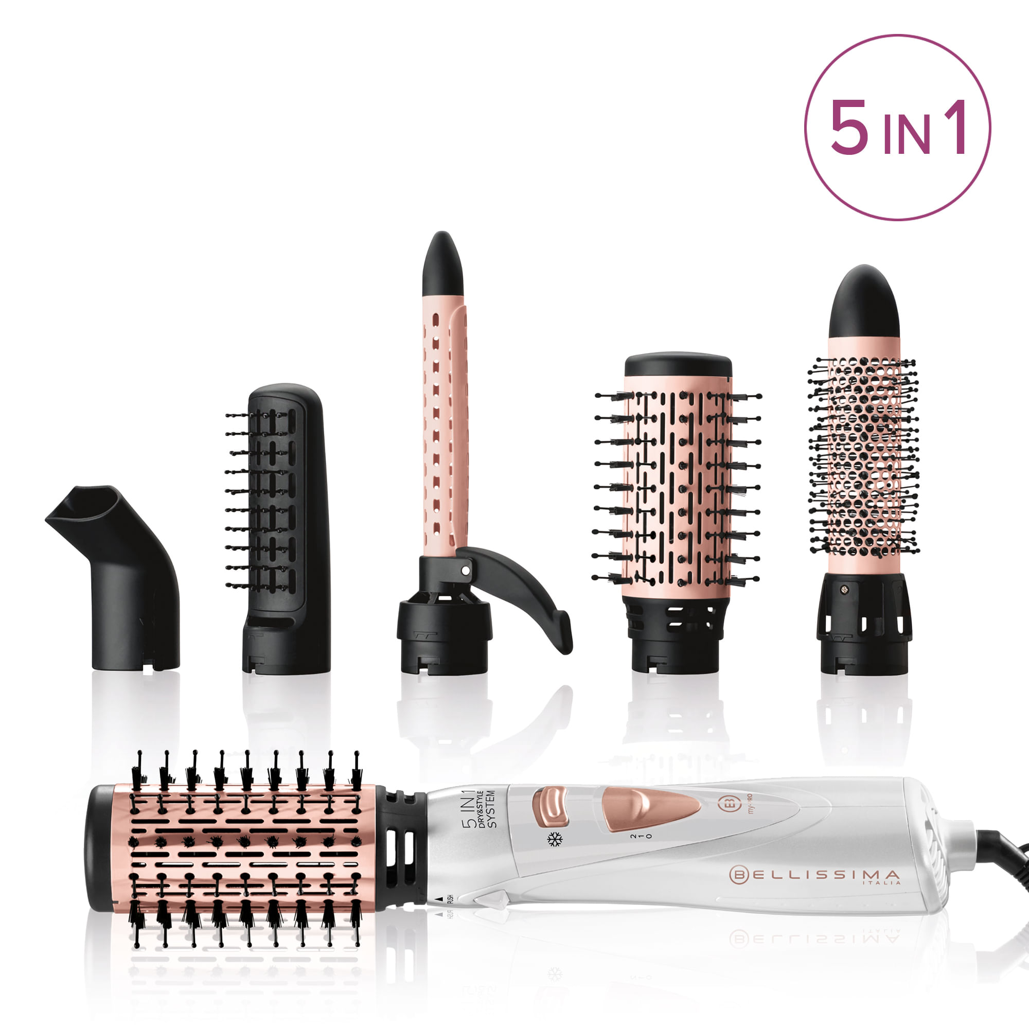 Bellissima Imetec GH18 1100 Modellatore Ad Aria, Rivestimento Spazzole In Ceramica, 5 Accessori Per Realizzare Capelli Lisci E Luminosi, A Onde Morbid