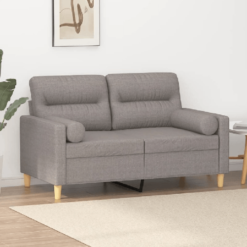 vidaXL Divano a 2 Posti con Cuscini Tortora 120 cm in Tessuto