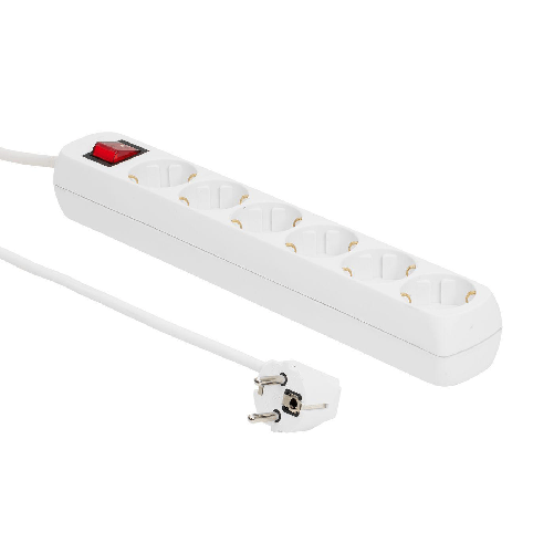Microconnect GRU00610W prolunghe e multiple 10 m 6 presa[e] AC Bianco (6-way Schuko Socket 10M White - With ON/OF switch