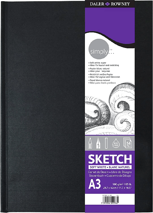 Daler Rowney Simply Sewn A3 - 100 g/m2 - Copertina rigida - 54 fogli - Colore bianco